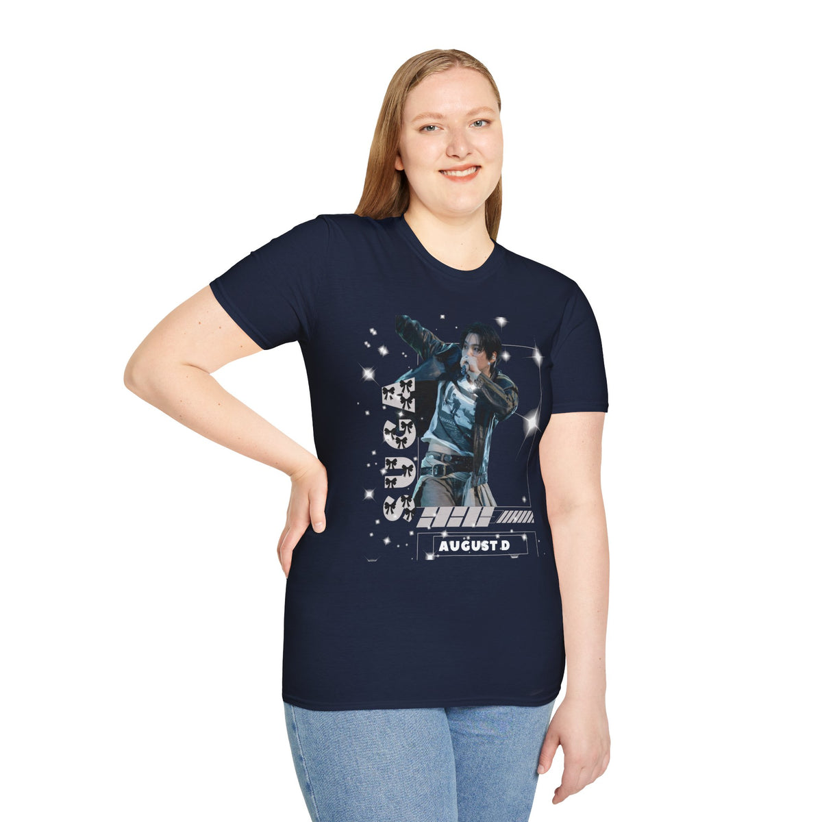 Vintage K-Pop Idol Graphic Tee — "SUGA 93" Sparkle Jersey Shirt