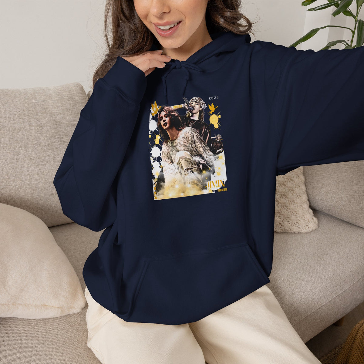 Jimin 95 Hoodie — K-Pop Fan Pullover with Photo Collage Front & Graphic Back