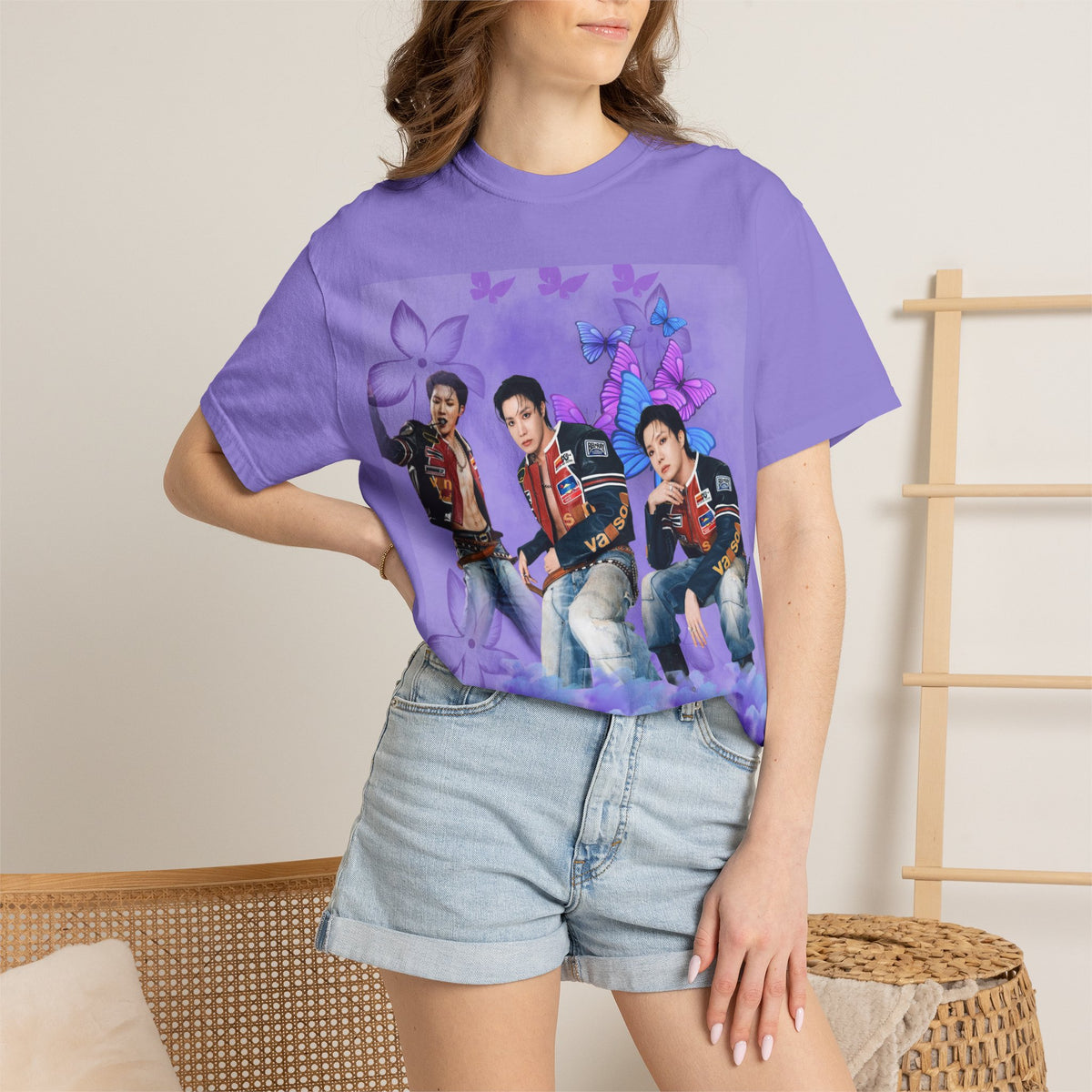JHOPE Graphic T-Shirt — Purple Floral Portrait Tee