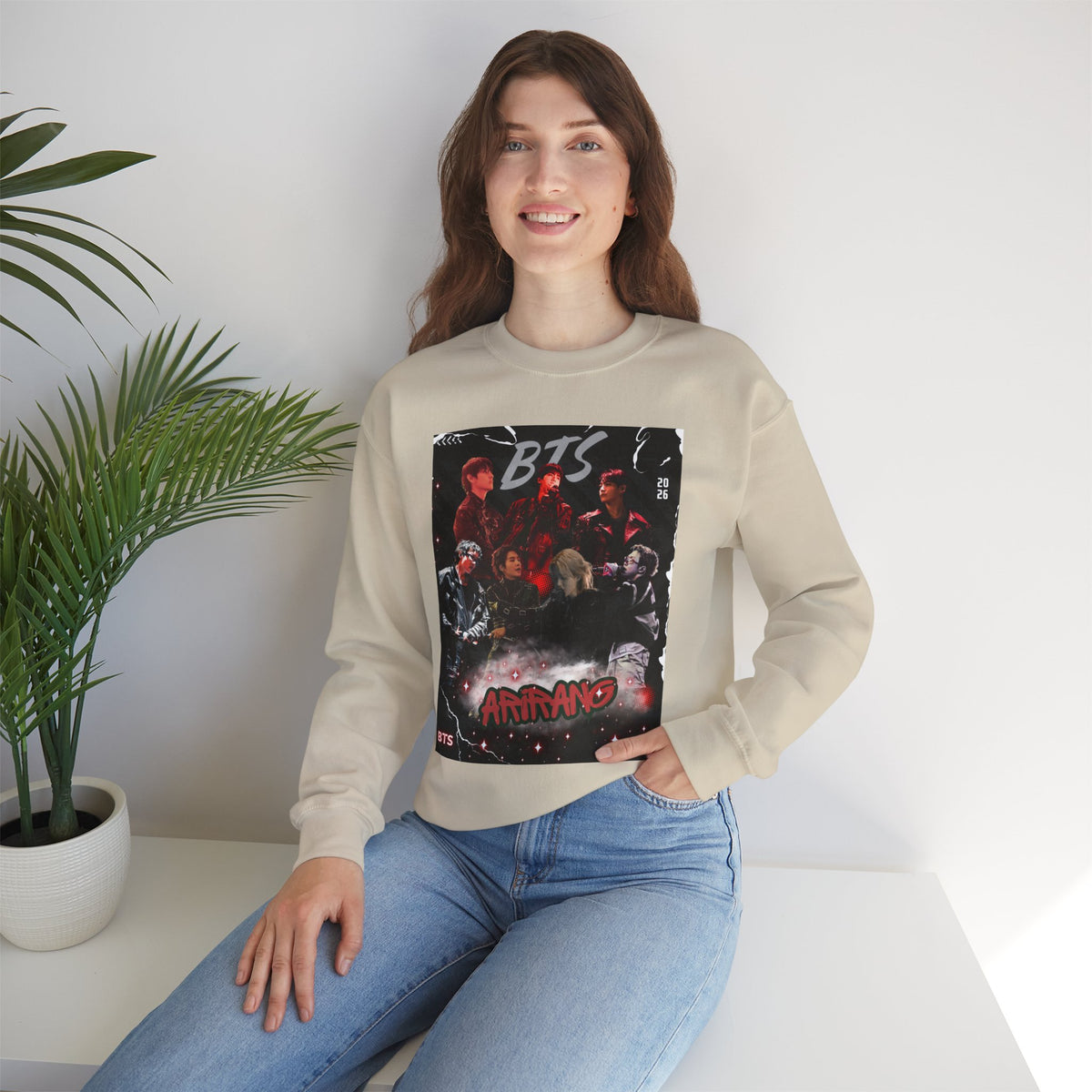 K-Pop Graphic Crewneck Sweatshirt — BTS Aesthetic Fan Design
