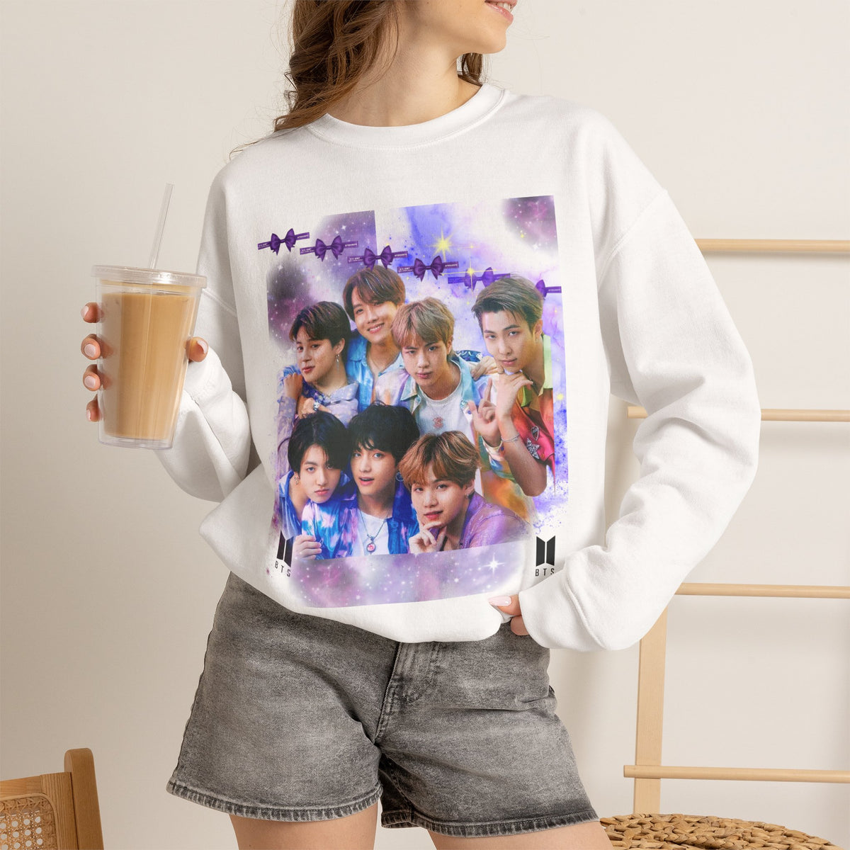 BTS Group Photo Crewneck Sweatshirt — Purple Star Aesthetic