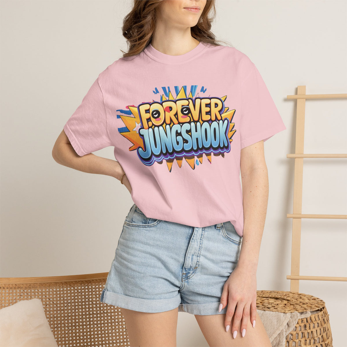 Forever Jungshook T-Shirt — Colorful Fan Graphic Tee