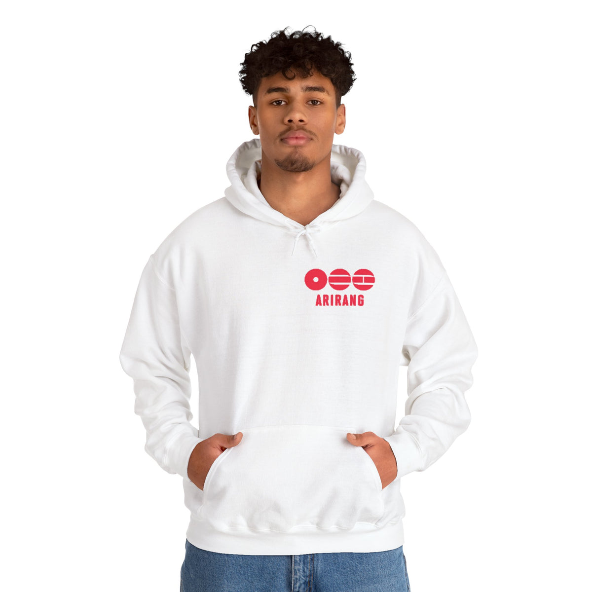 Arirang Logo Hoodie — Minimal BTS Inspired White Pullover