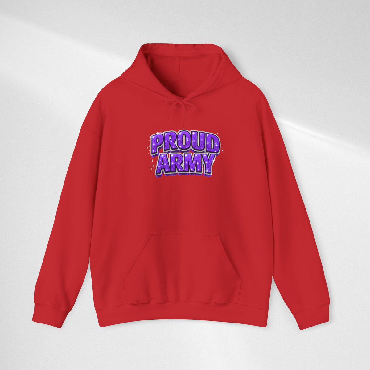 Proud Army Hoodie — Bold Purple Graphic  Pullover