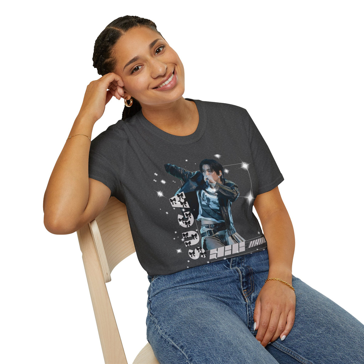 Vintage K-Pop Idol Graphic Tee — "SUGA 93" Sparkle Jersey Shirt