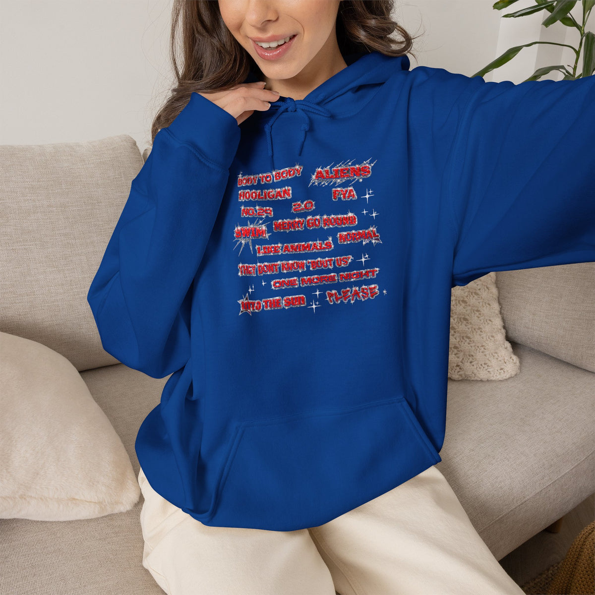 BTS Text Graphic Hoodie —  Red Script Sweatshirt