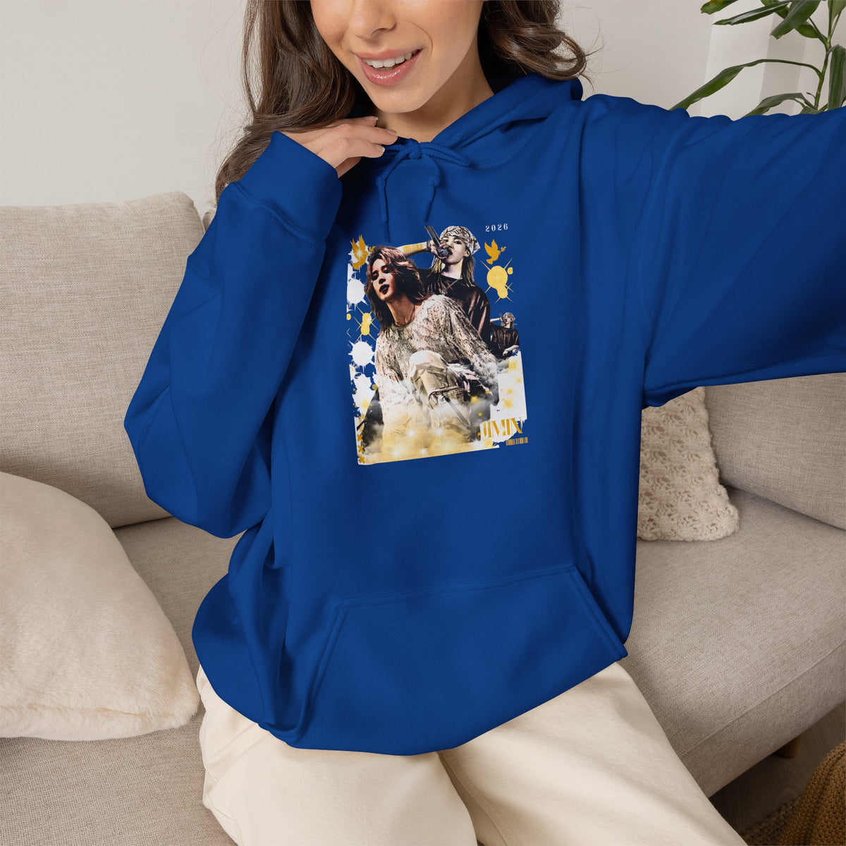 Jimin 95 Hoodie — K-Pop Fan Pullover with Photo Collage Front & Graphic Back