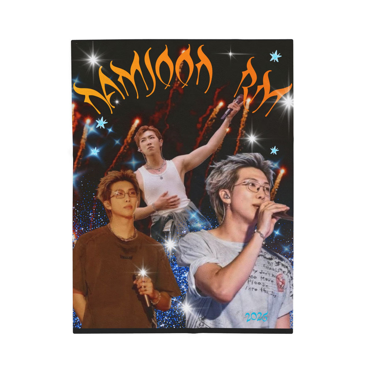 RM Concert Velveteen Plush Blanket — Fan Photo Collage Design