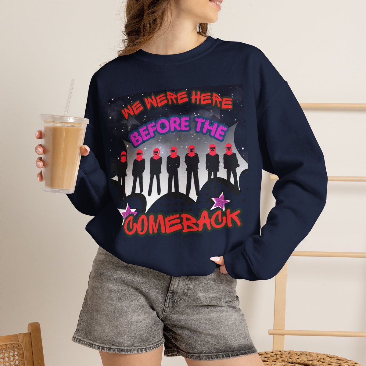 Crewneck Sweatshirt — BTS  the Comeback” Retro Pop Graphic