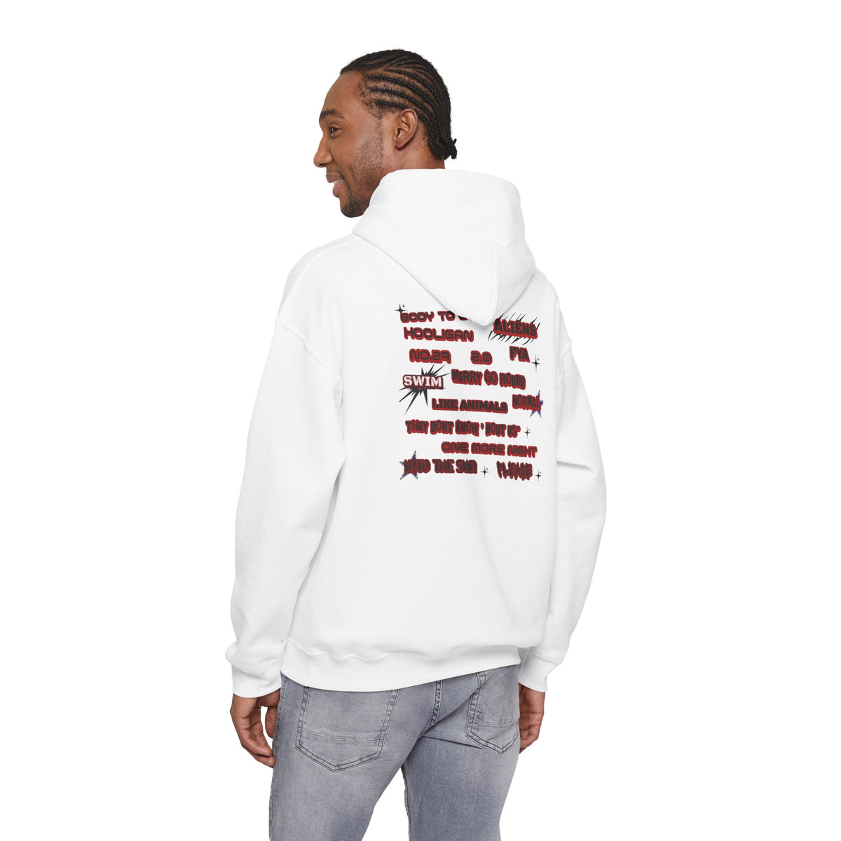 BTS Text Graphic Hoodie —  Red Script Sweatshirt