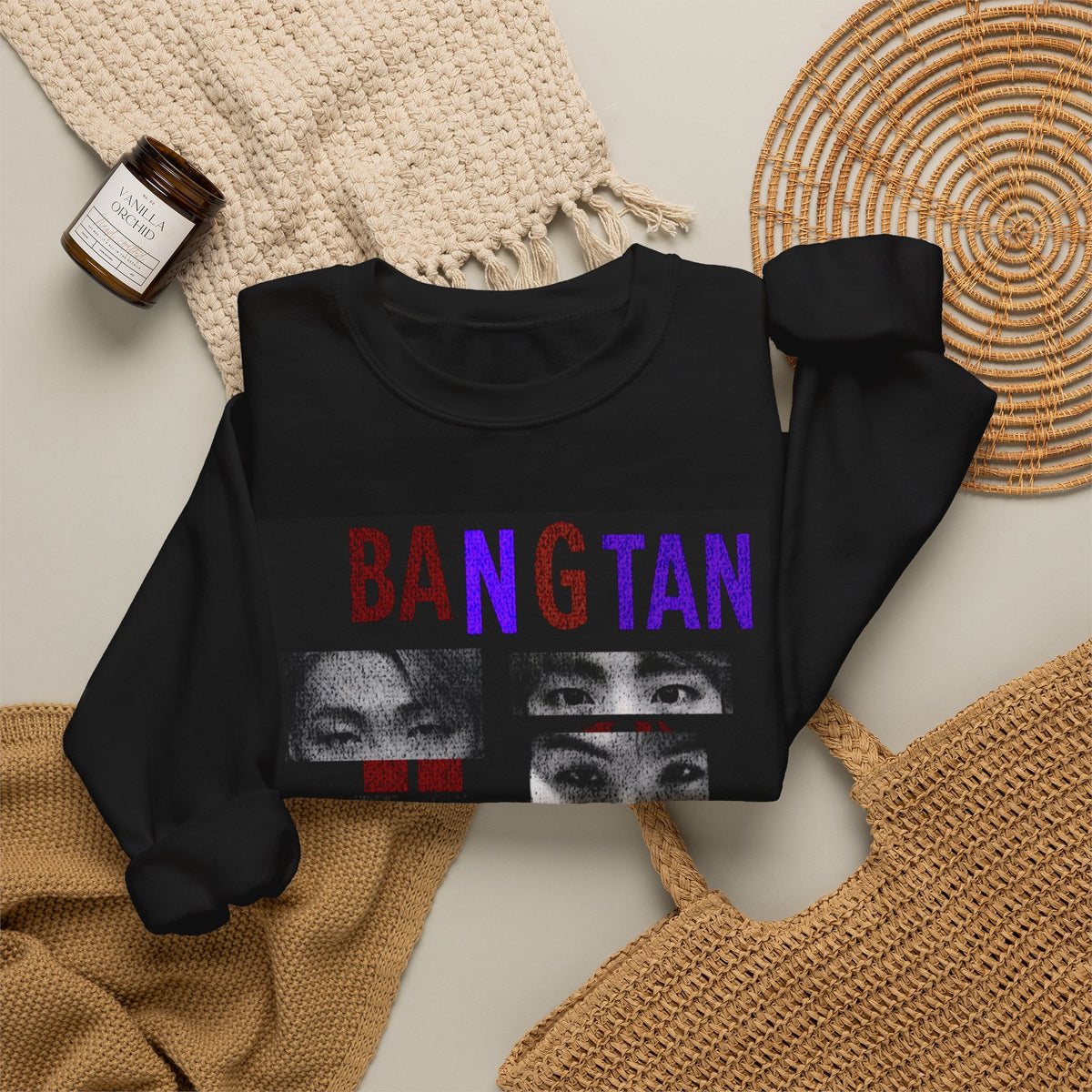 Bangtan Eyes Graphic Sweatshirt — K-Pop Fan Crewneck ("BANGTAN 07 FOREVER")