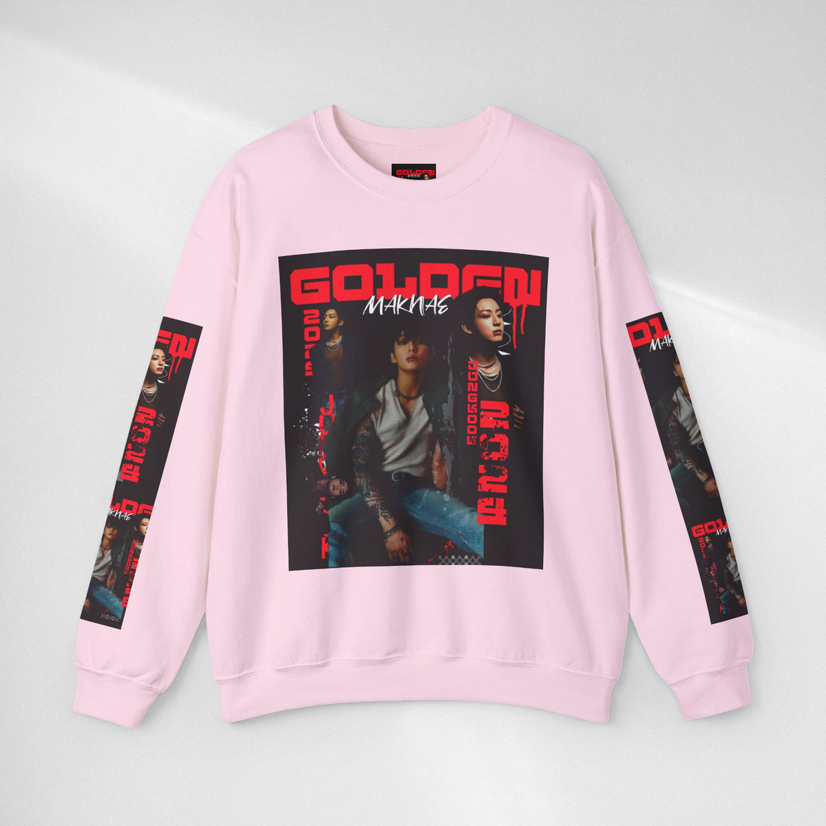 Jungkook Graphic Crewneck Sweatshirt — "GOLDEN"  Inspired Photo Print