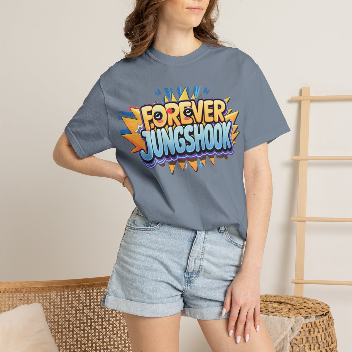 Forever Jungshook T-Shirt — Colorful Fan Graphic Tee
