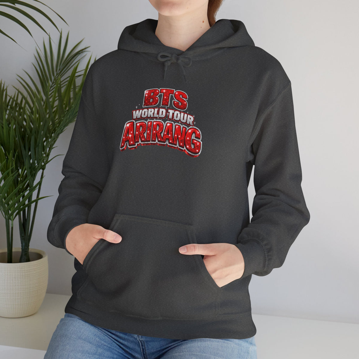 BTS Hoodie — "World Tour ARMY" Retro Red Graphic Pullover
