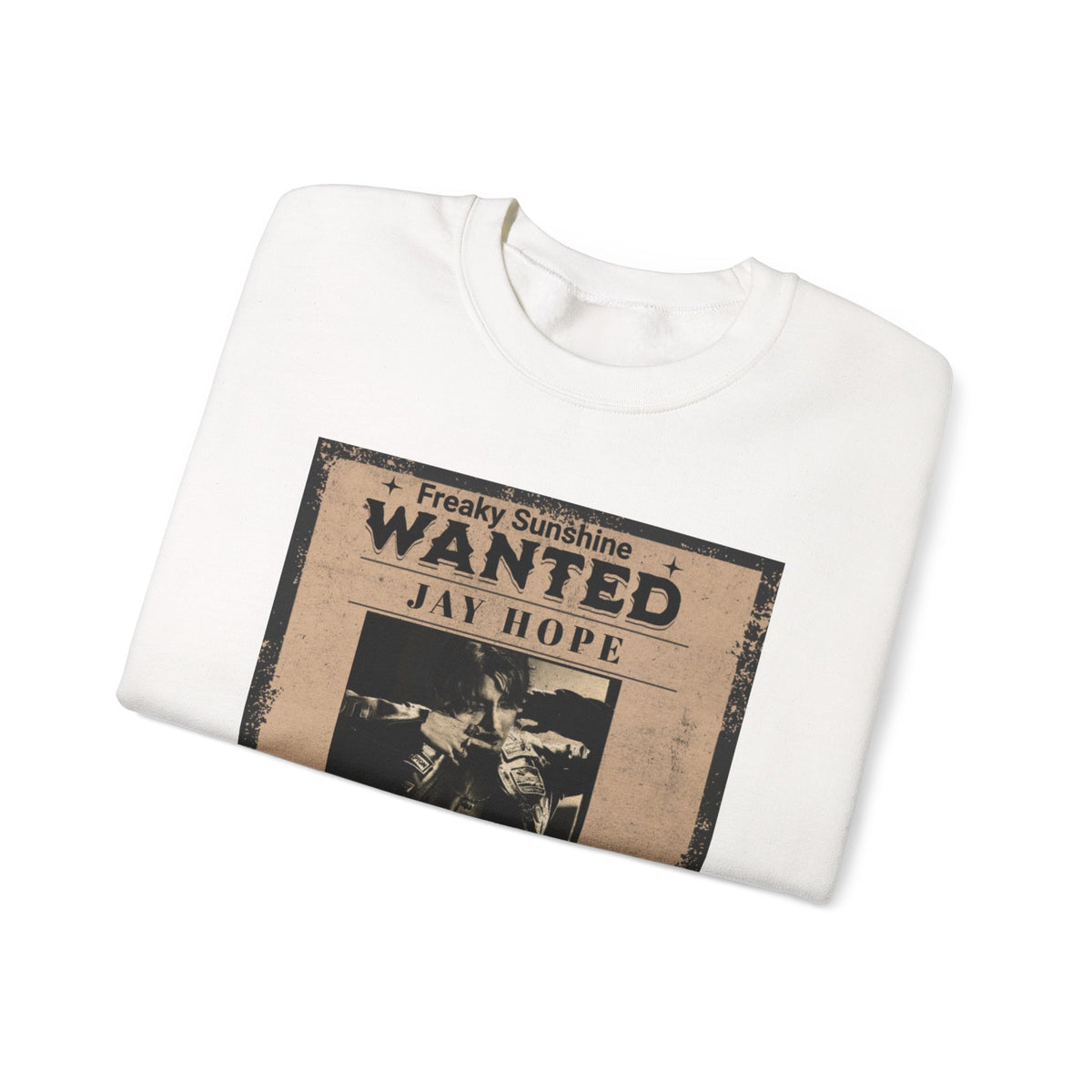 Wanted Poster Crewneck Sweatshirt – 'Freaky Sunshine: WANTED Jay Hope' Retro Graphic