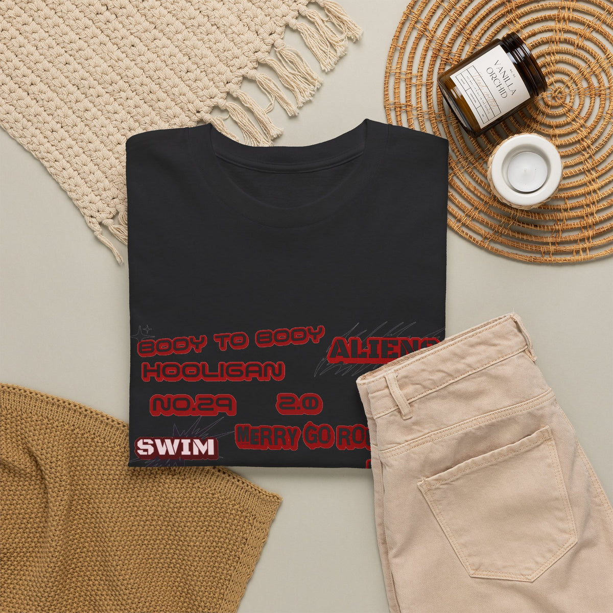 BTS ARIRANG Graphic Tee — Distorted Red Text Band Shirt