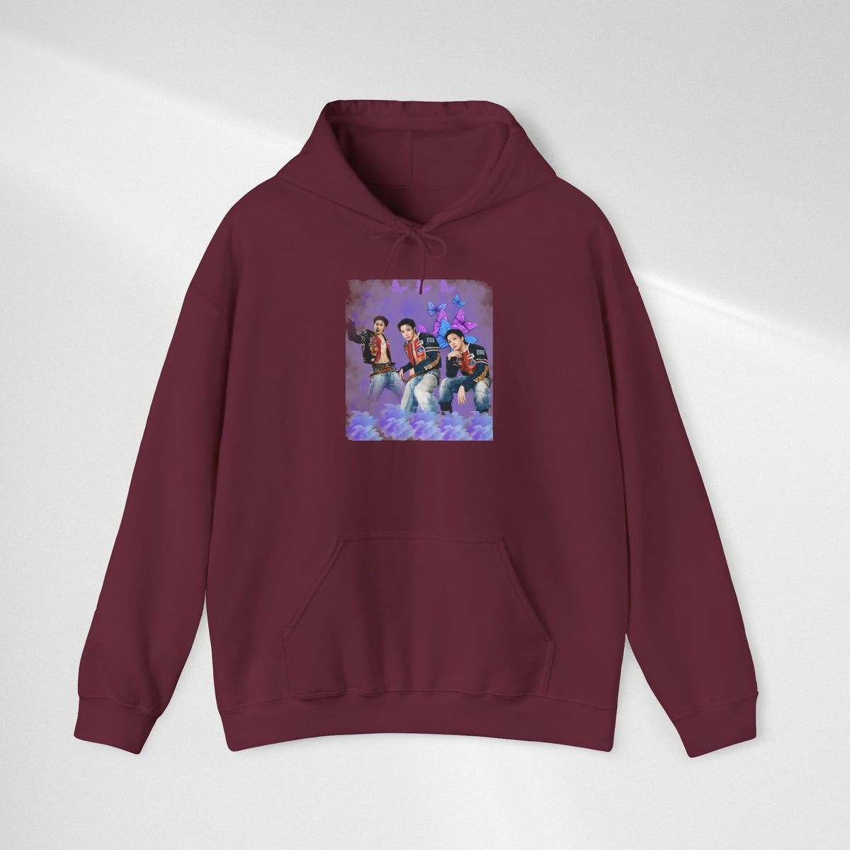 JHOPE Photo Hoodie — Purple Watercolor Floral Crew Sweatshirt