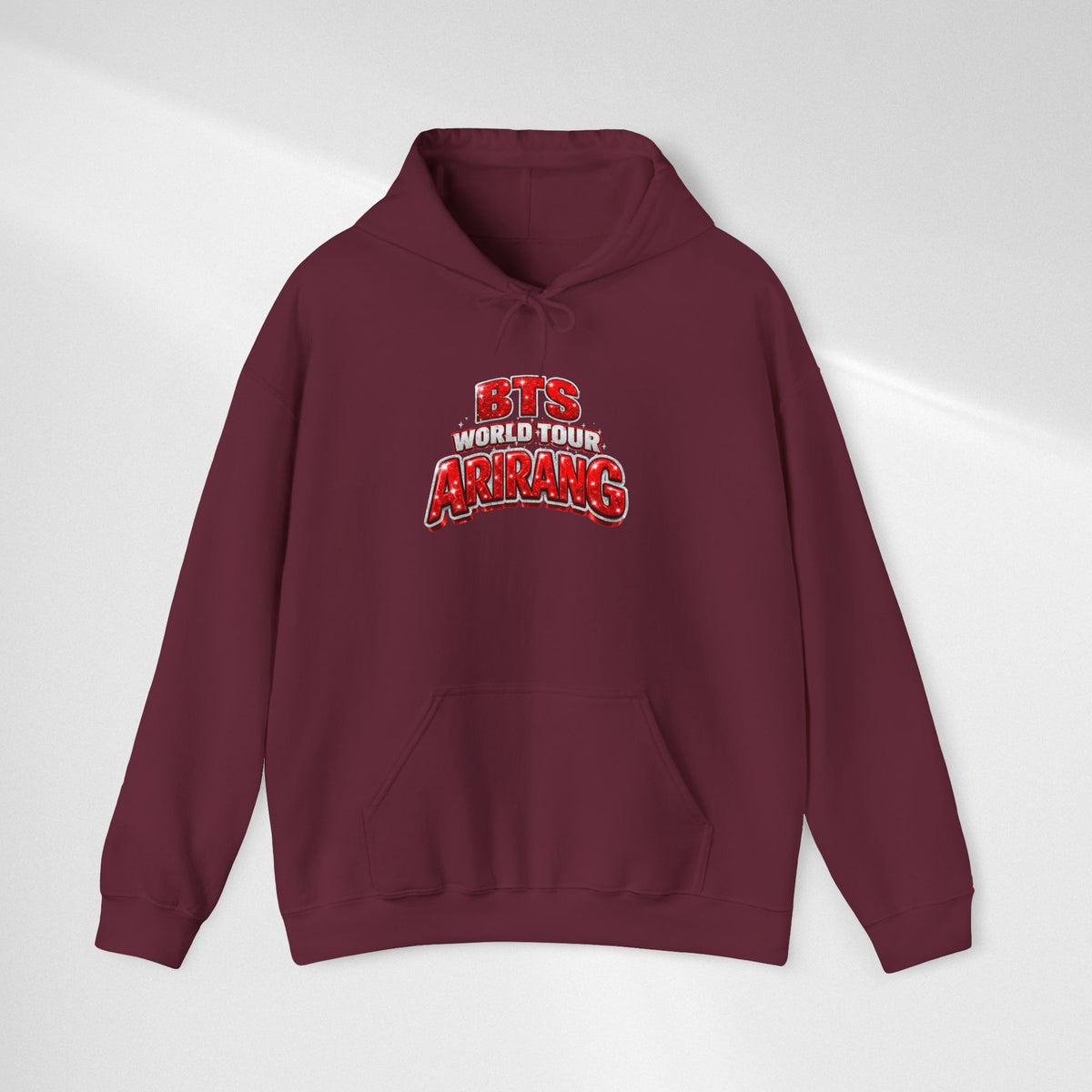 BTS Hoodie — "World Tour ARMY" Retro Red Graphic Pullover