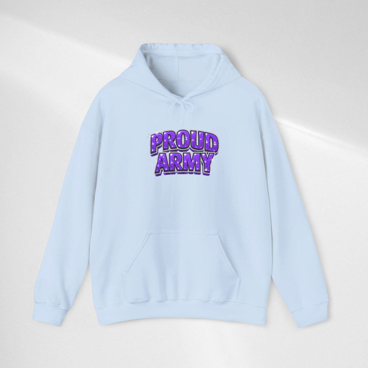 Proud Army Hoodie — Bold Purple Graphic  Pullover