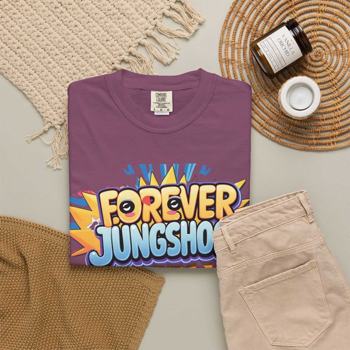 Forever Jungshook T-Shirt — Colorful Fan Graphic Tee