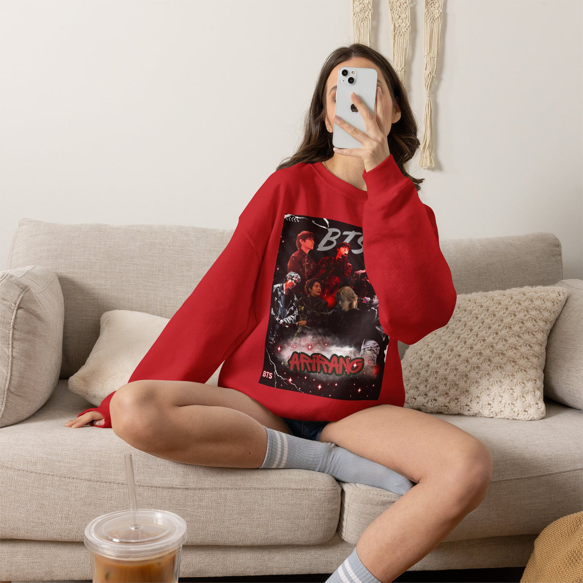 K-Pop Graphic Crewneck Sweatshirt — BTS Aesthetic Fan Design