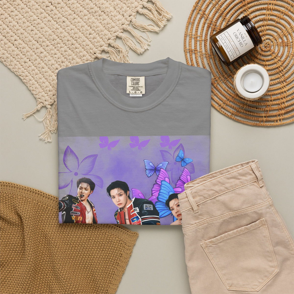 JHOPE Graphic T-Shirt — Purple Floral Portrait Tee
