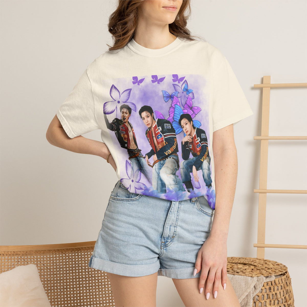 JHOPE Graphic T-Shirt — Purple Floral Portrait Tee