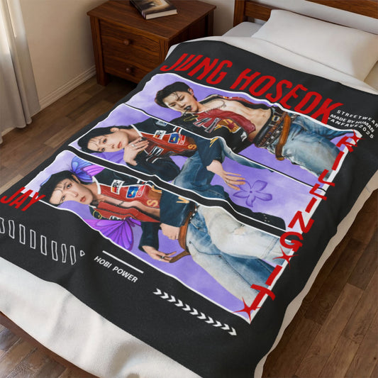 Jung Hoseok K-Pop Velveteen Plush Blanket — BTS J-Hope Fan Throw