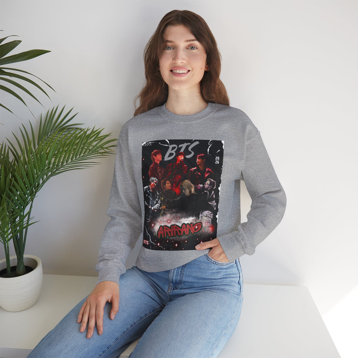 K-Pop Graphic Crewneck Sweatshirt — BTS Aesthetic Fan Design