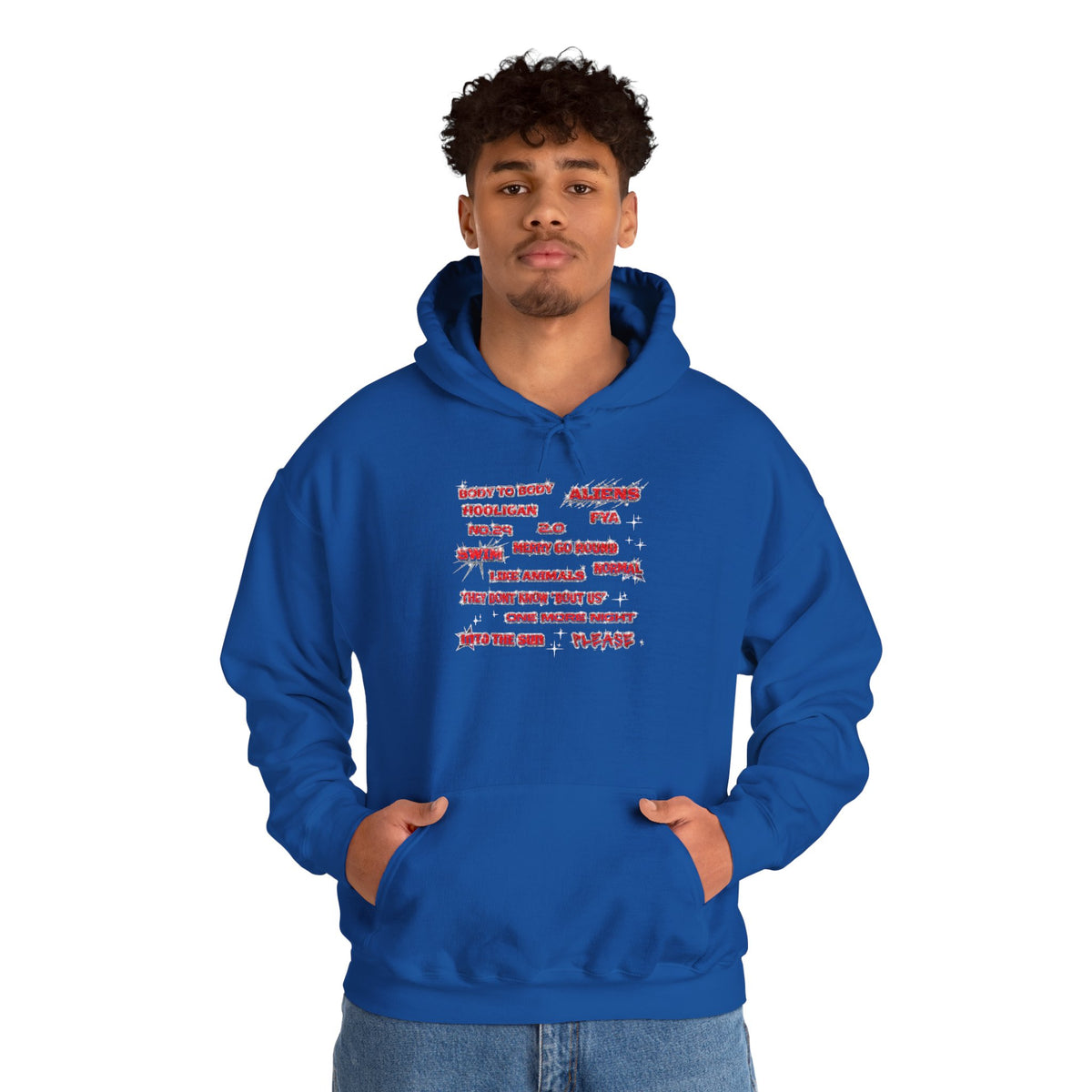 BTS Text Graphic Hoodie —  Red Script Sweatshirt