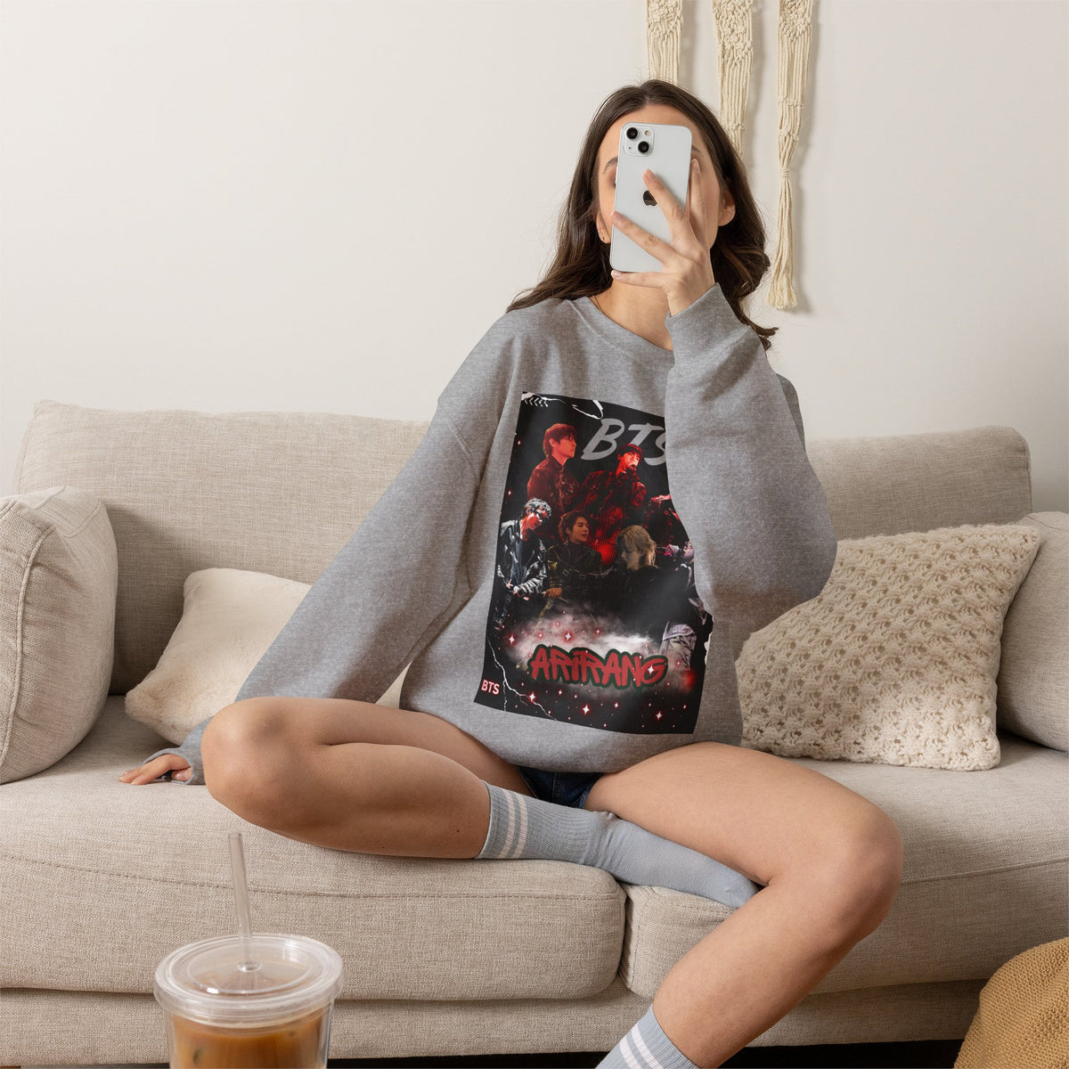 K-Pop Graphic Crewneck Sweatshirt — BTS Aesthetic Fan Design