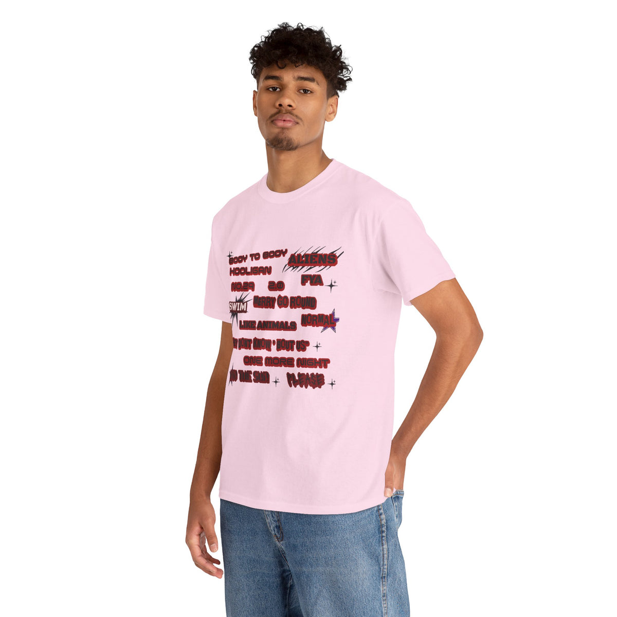 BTS ARIRANG Graphic Tee — Distorted Red Text Band Shirt