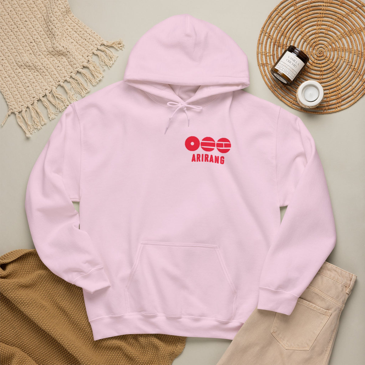 Arirang Logo Hoodie — Minimal BTS Inspired White Pullover