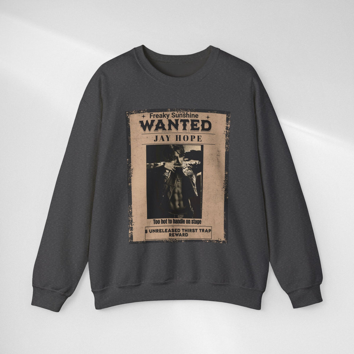 Wanted Poster Crewneck Sweatshirt – 'Freaky Sunshine: WANTED Jay Hope' Retro Graphic