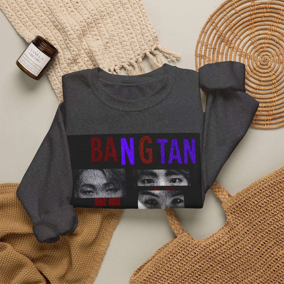 Bangtan Eyes Graphic Sweatshirt — K-Pop Fan Crewneck ("BANGTAN 07 FOREVER")