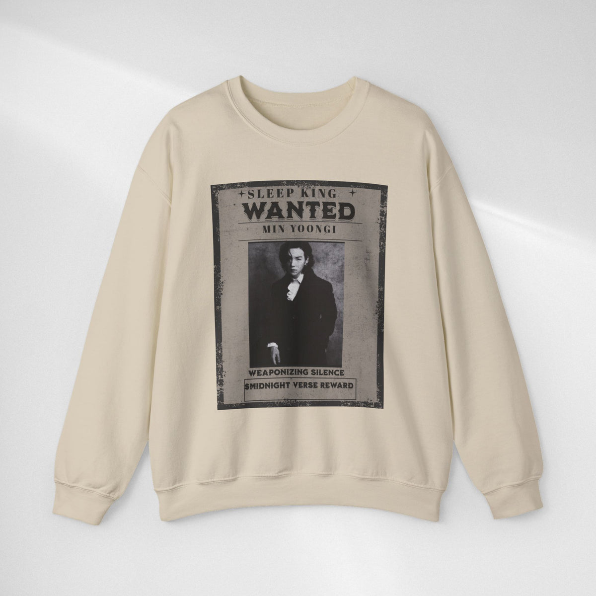 Suga Wanted Poster Crewneck Sweatshirt – Vintage 'Sleep King' Graphic