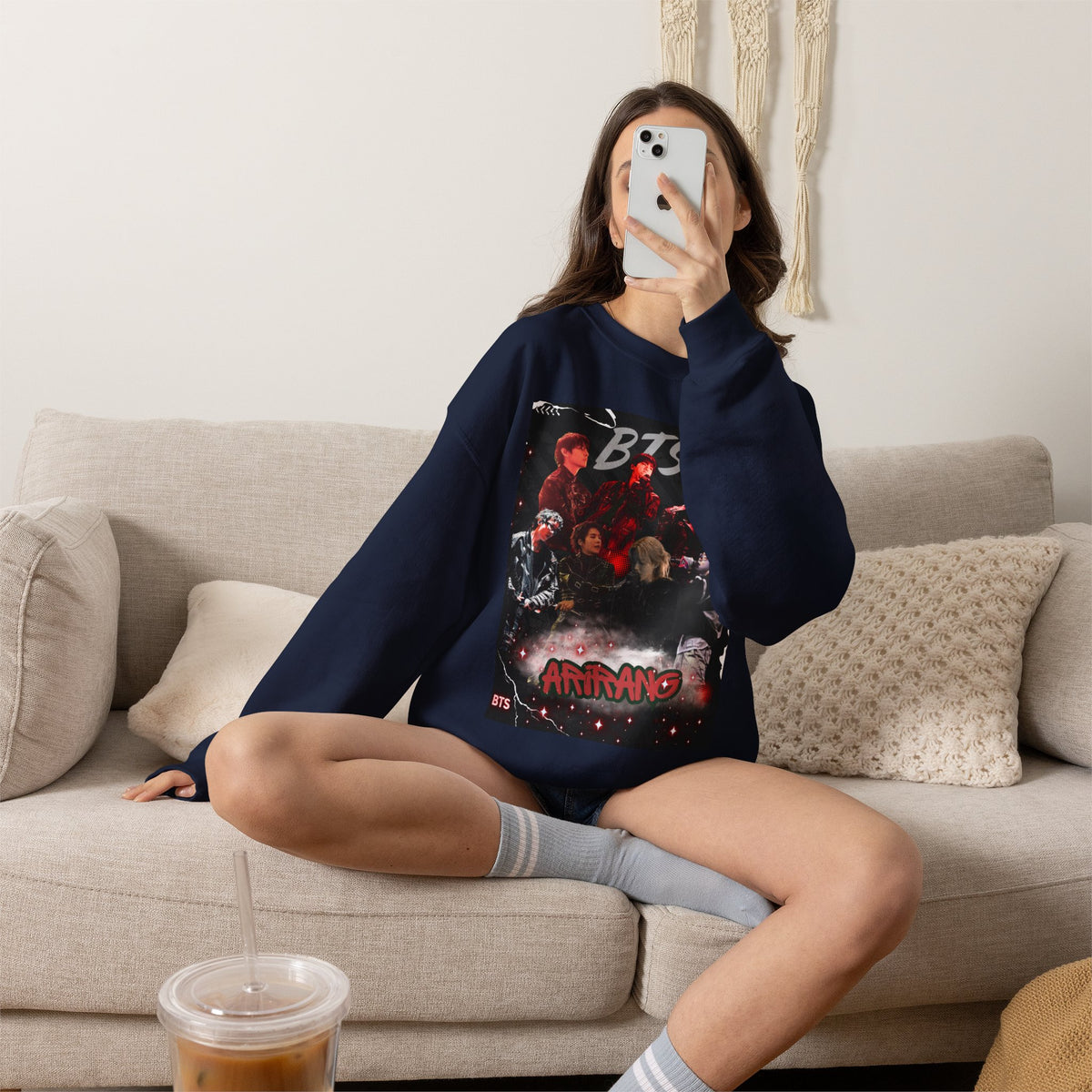 K-Pop Graphic Crewneck Sweatshirt — BTS Aesthetic Fan Design