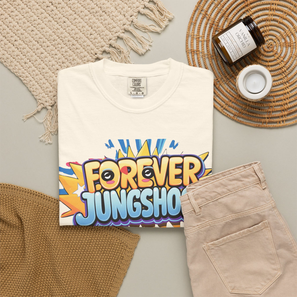 Forever Jungshook T-Shirt — Colorful Fan Graphic Tee