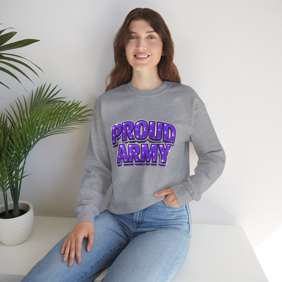 Proud Army Crewneck Sweatshirt — Support Pullover