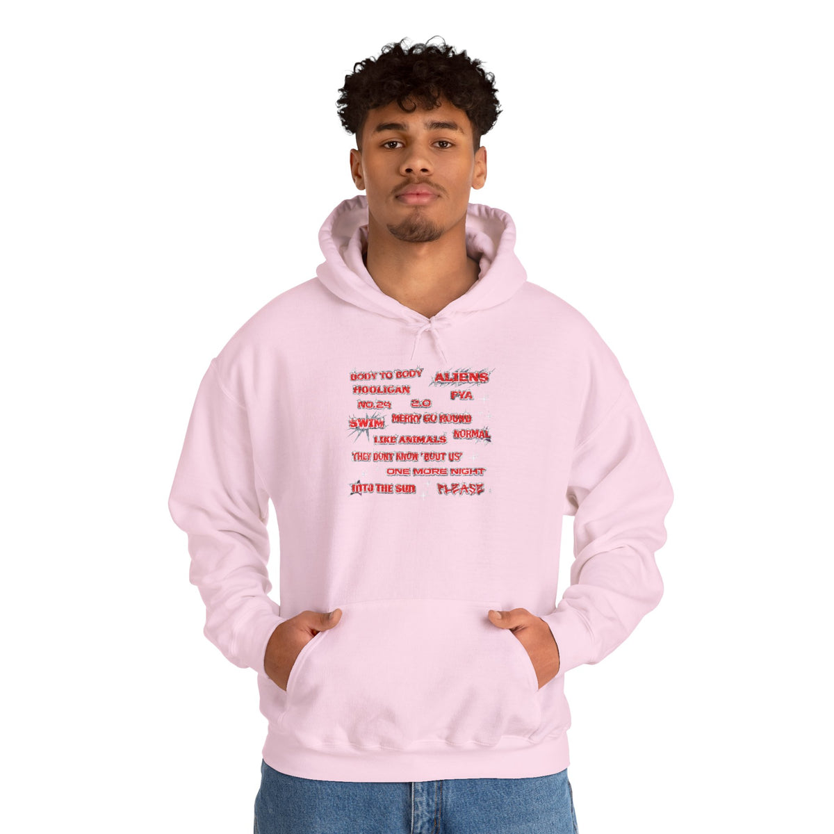 BTS Text Graphic Hoodie —  Red Script Sweatshirt