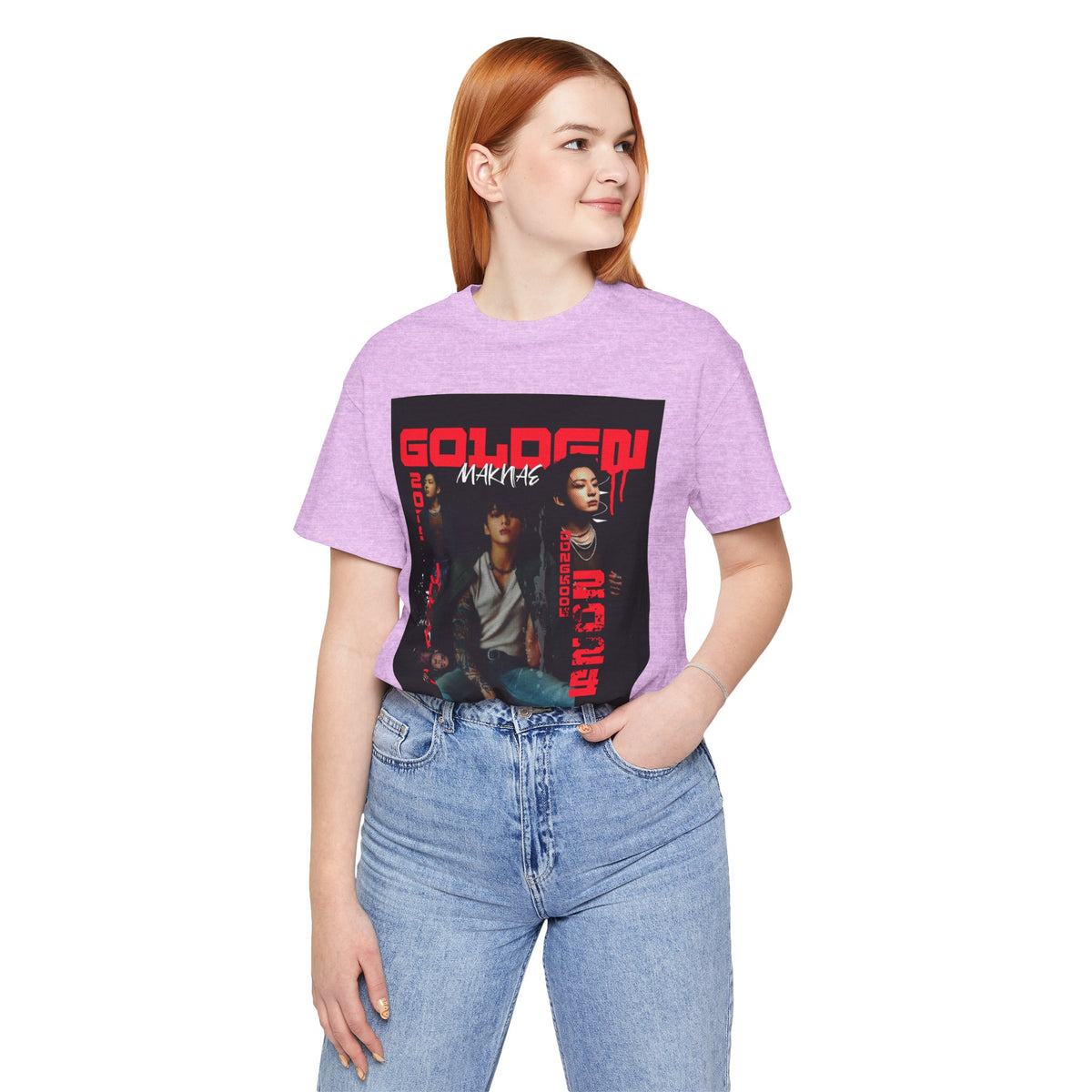 Jungkook Graphic Tee — Golden (Red Text)