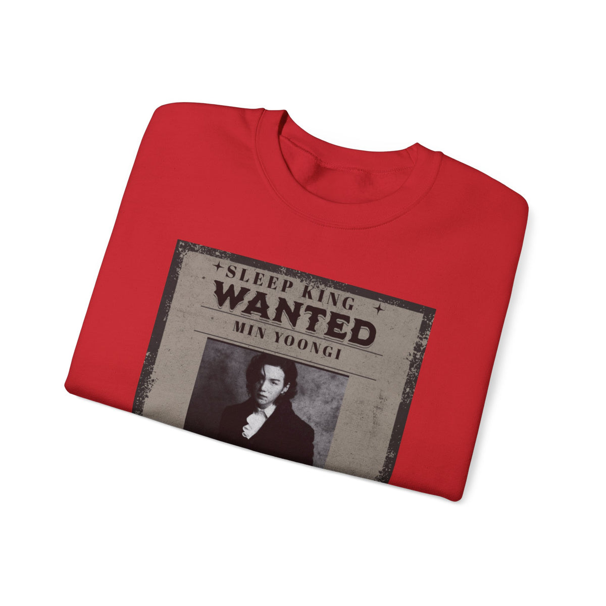Suga Wanted Poster Crewneck Sweatshirt – Vintage 'Sleep King' Graphic