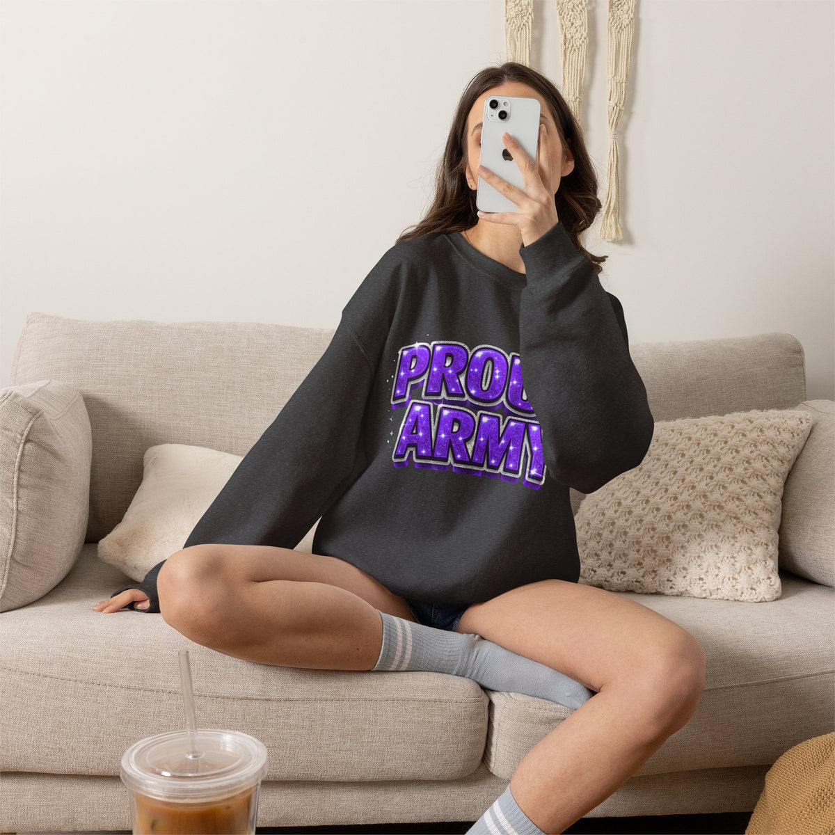 Proud Army Crewneck Sweatshirt — Support Pullover