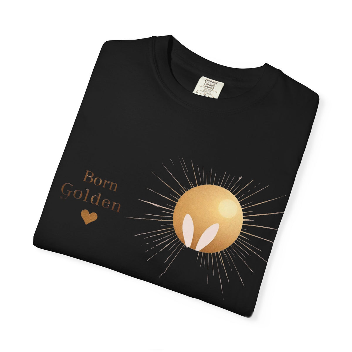 JK Born Golden Tee — Minimal Sun Badge Graphic T-Shirt