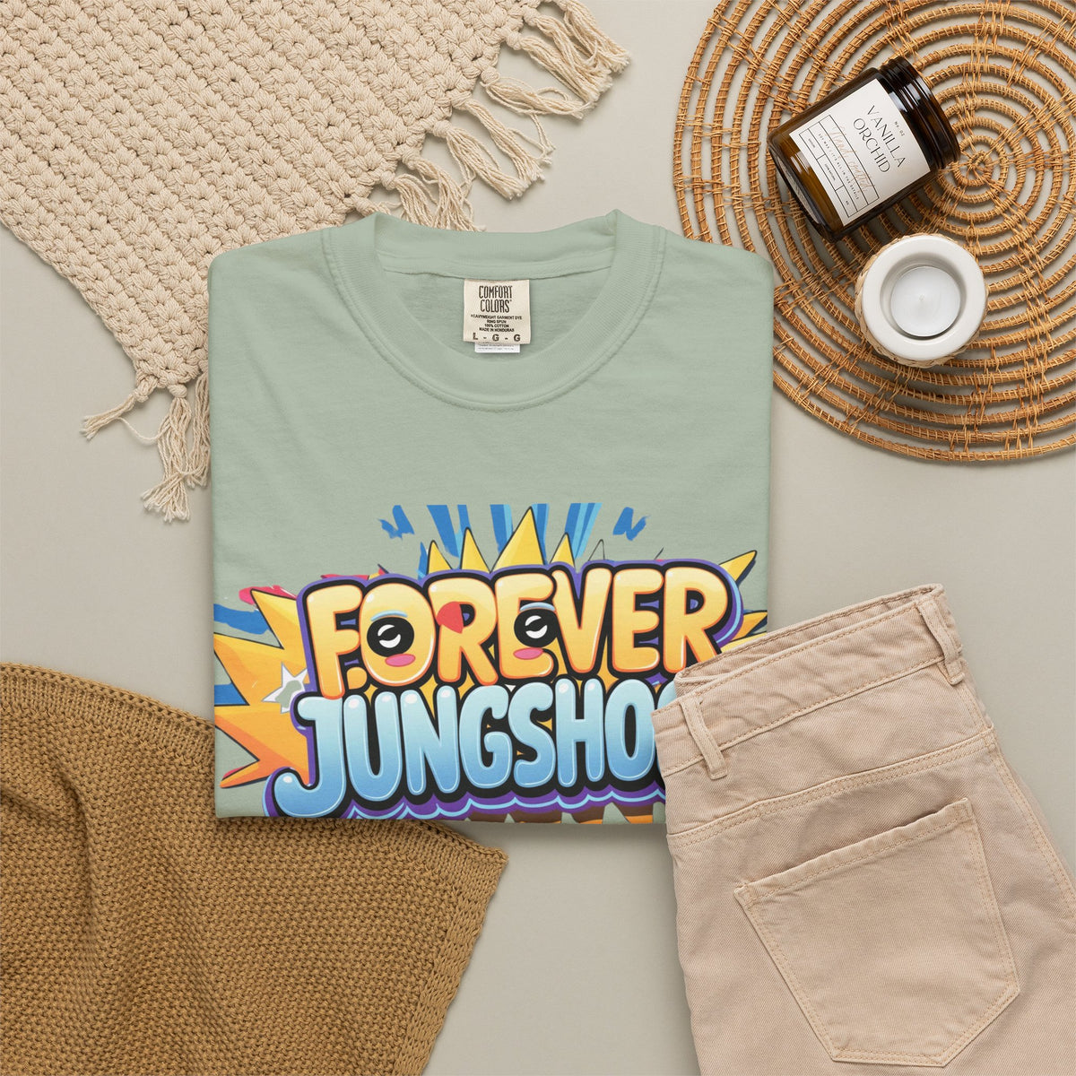 Forever Jungshook T-Shirt — Colorful Fan Graphic Tee