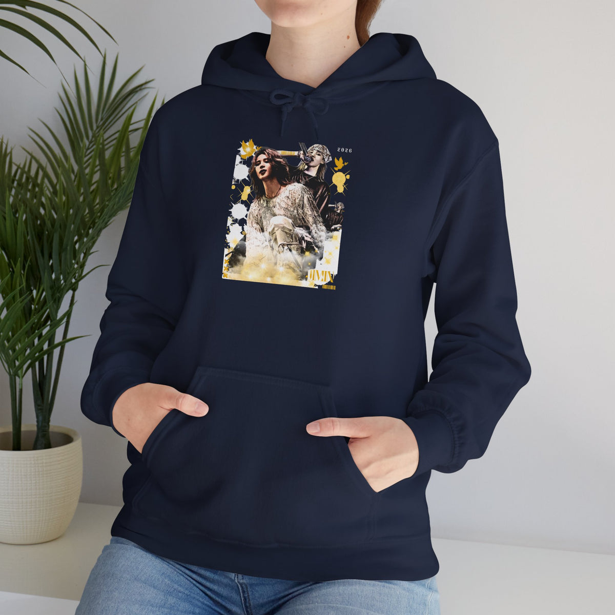 Jimin 95 Hoodie — K-Pop Fan Pullover with Photo Collage Front & Graphic Back