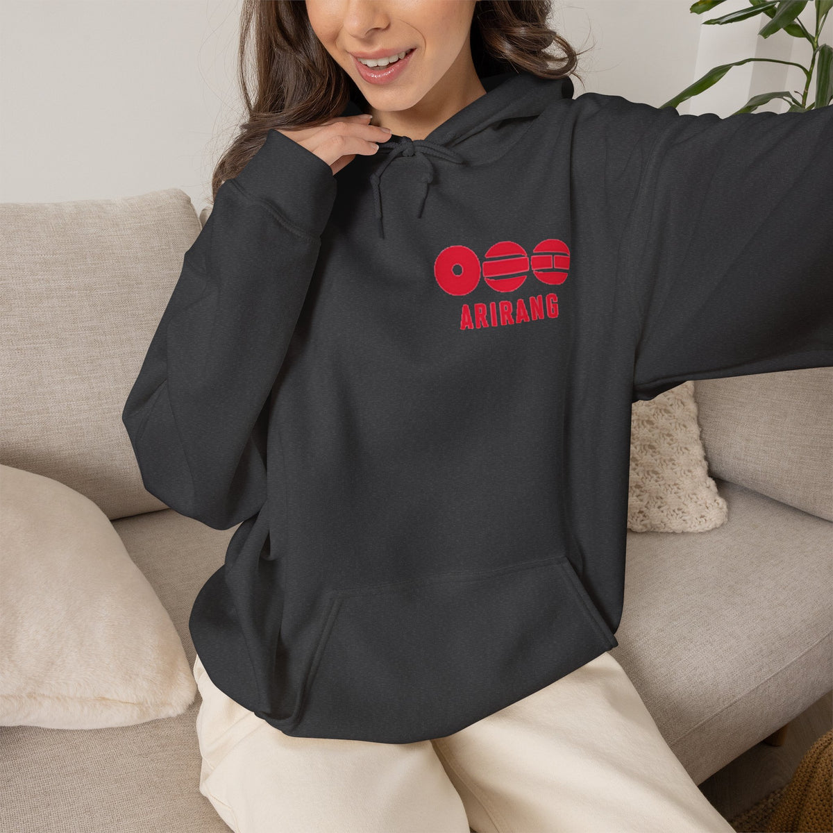 Arirang Logo Hoodie — Minimal BTS Inspired White Pullover