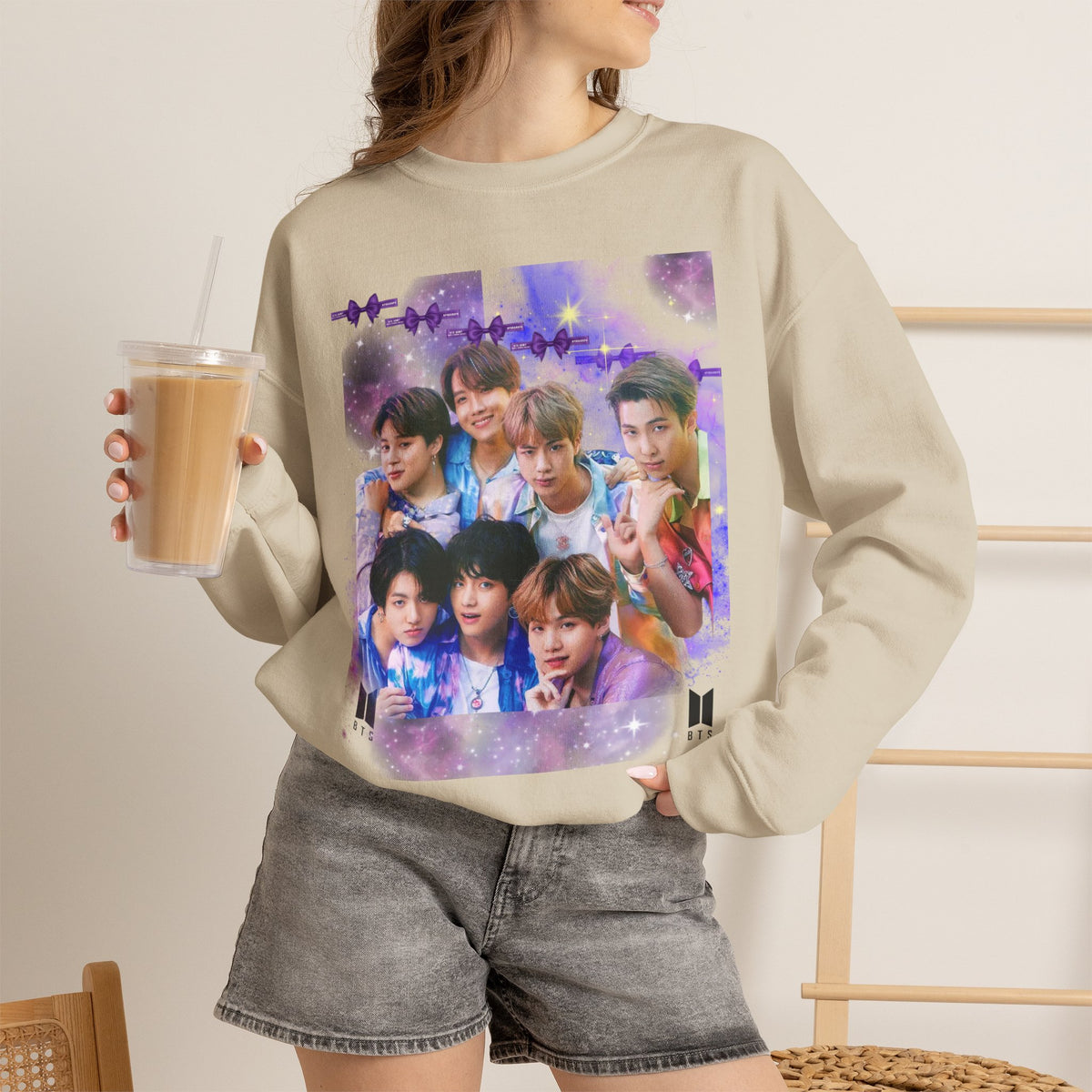 BTS Group Photo Crewneck Sweatshirt — Purple Star Aesthetic