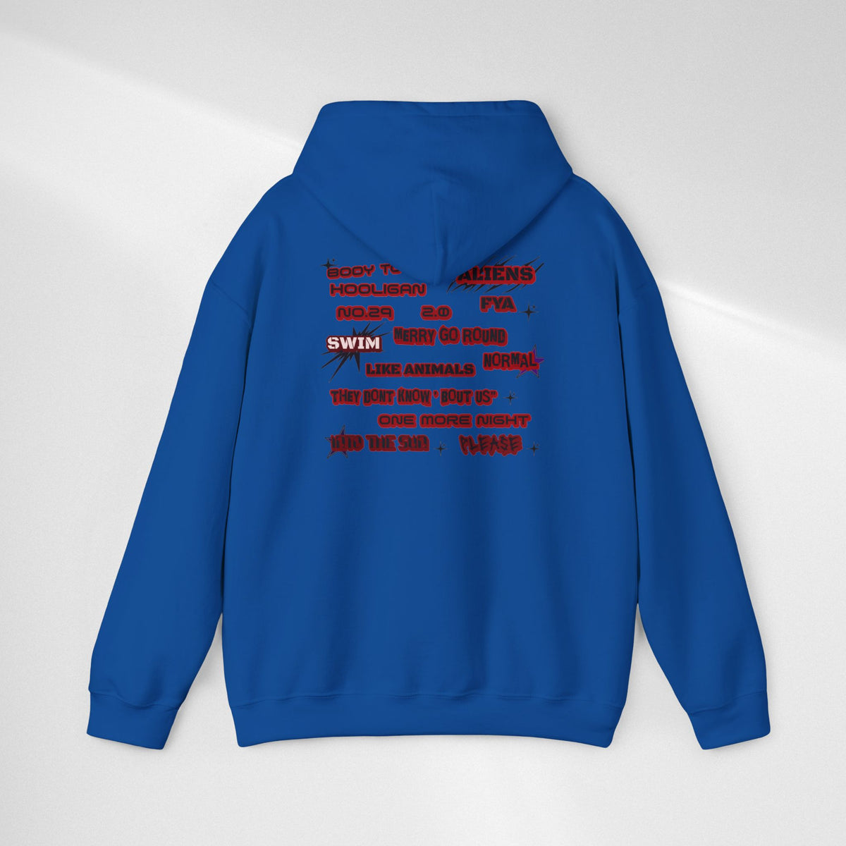 BTS Text Graphic Hoodie —  Red Script Sweatshirt