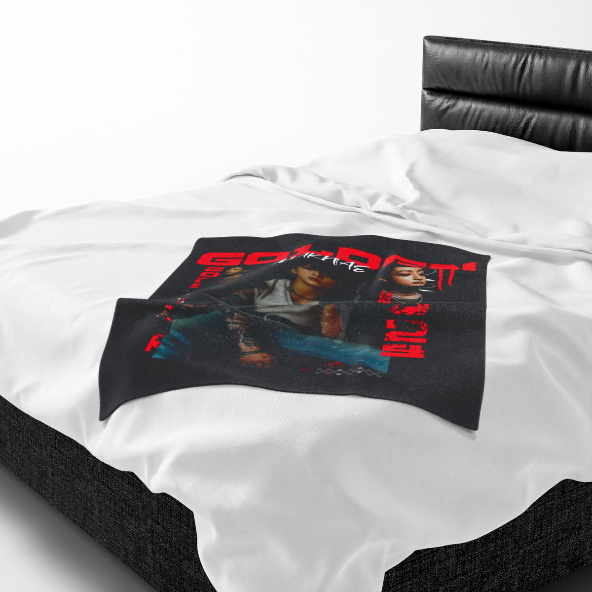 Jungkook Band Velveteen Plush Blanket – 'Golden' Graphic Throw